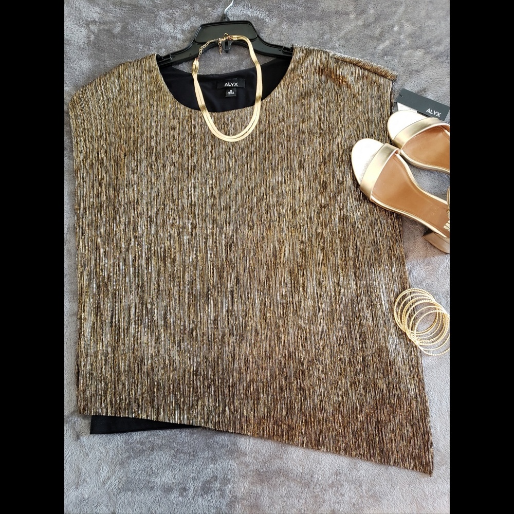 New Alyx Gold Metallic Overlay Top